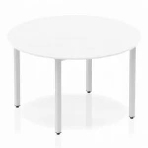 Impulse Circle Table 1200 White Box Frame Leg Silver