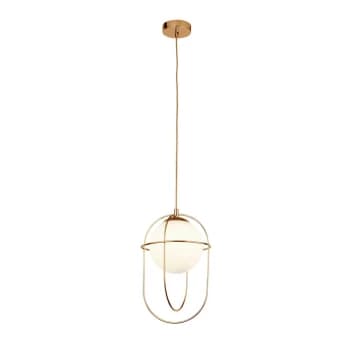 1 Light Pendant - Polished Brass With Opal Glass Ball