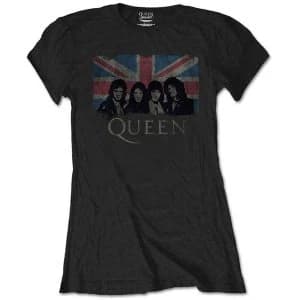 Queen - Union Jack Vintage Ladies XX-Large T-Shirt - Black