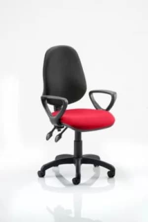 Eclipse II Lever Task Operator Chair Black Back Bespoke Seat With Loop Arms In Post Box Red