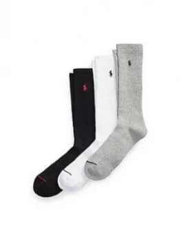 Polo Ralph Lauren 3 Pack Sports Socks - Grey/White/Black, Size 39-42, Men