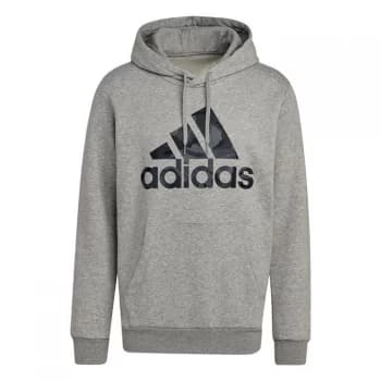 adidas Essentials Fleece Camo-Print Hoodie Mens - Medium Grey Heather