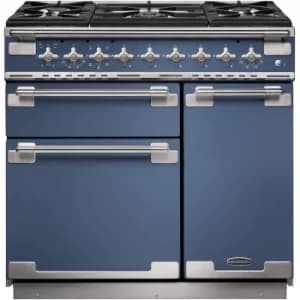 Rangemaster ELS90DFFSB/ Elise 90 Dual Fuel Cooker, Stone Blue