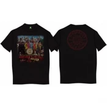 Sgt Pepper Mens Black Vintage Print T Shirt: Large
