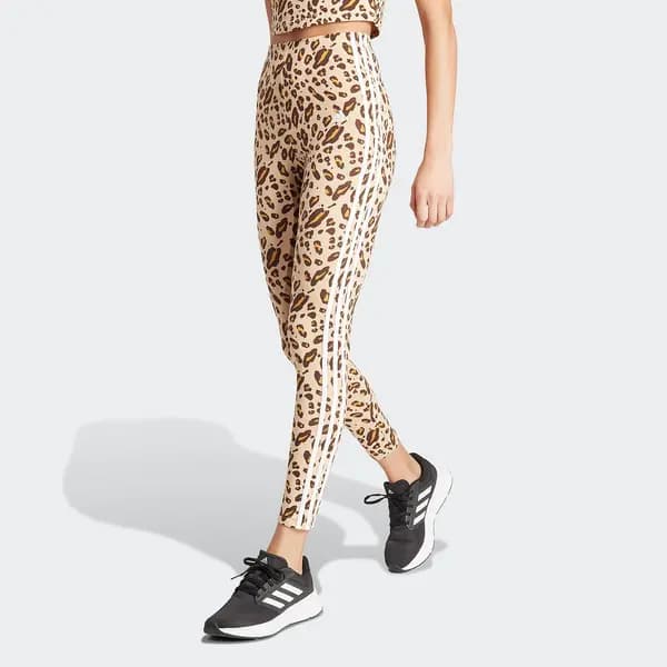 Essentials 3-Stripes Animal Print Leggings in Cotton