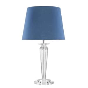 Davenport K9 Crystal Table Lamp with Navy Blue Aspen Shade