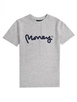 Money Boys White Label Logo Short Sleeve T-Shirt - Grey, Size 12-13 Years