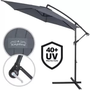 Garden Sun Parasol 3m Sunshade Patio Hanging Umbrella Canopy Banana Cantilever Anthracite