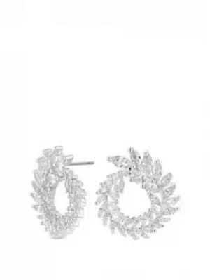 Jon Richard Silver Plated Clear Large Wreath Stud Earrings