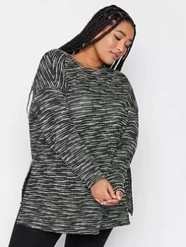 Yours Yours Contrast Trim Ls Top, Black, Size 16, Women