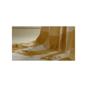 Portfolio Epsom Ochre Throw Blanket Geometric Diamond Check Pattern Yellow Off White 180x250cm - White