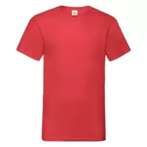 Fruit Of The Loom Mens Valueweight V-Neck, Short Sleeve T-Shirt (2XL) (Red)