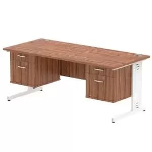 Impulse 1800 Rectangle White Cable Managed Leg Desk WALNUT 2 x 2