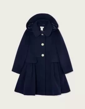 Pocket Detail Pleated Hooded Coat