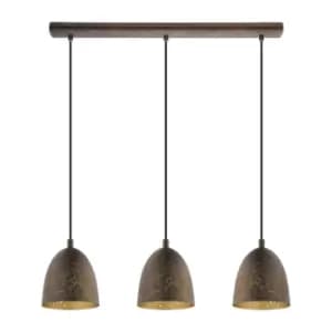 Hanging Ceiling Pendant Light Brown & Gold Pattern 3x 60W E27 Kitchen Island