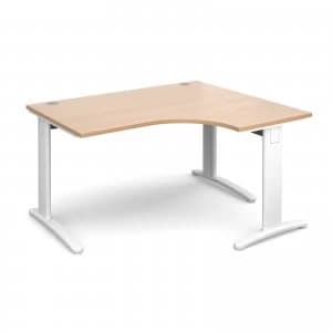 TR10 Deluxe Right Hand Ergonomic Desk 1400mm - White Frame Beech Top