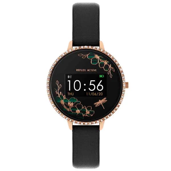 Reflex Active Series 3 Smartwatch With Colour Screen Crown Navigation And Up To 7 Day Battery Life - Round Polished Rose Gold Case And Stone Design W