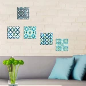 UTB107 Blue Green White Decorative MDF Painting (5 Pieces)