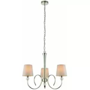 Loops - Luxury Hanging Ceiling Pendant Light Bright Nickel Marble Silk 3 Lamp Chandelier