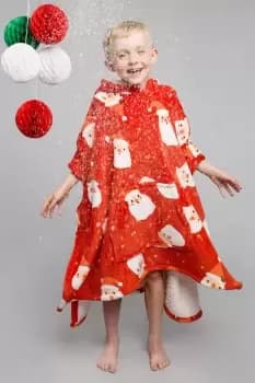 "Jolly Santa" Super Cosy Plush Hooded Throw