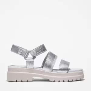 Timberland London Vibe Ankle-strap Sandal For Her In Silver Silver, Size 3.5