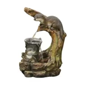 Stylish Fountain Otters Element Water Feature with LEDs