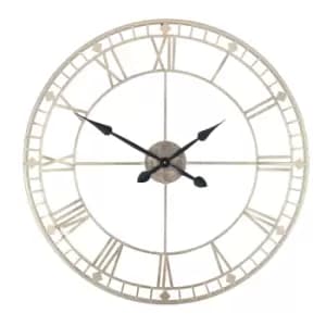 Livadia 80cm Large Round Skeleton Mid Sheen Iron Frame Wall Clock Gold