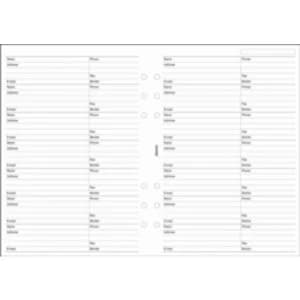 Filofax A5 Name Address Numbers Refill