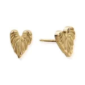 Gold Leaf Heart Stud Earrings GEST3241