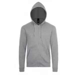 SOLS Mens Stone Zip Up Plain Hoodie (3XL) (Grey Marl)