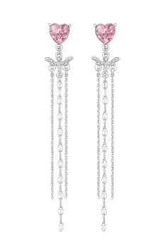 Silver Ombre Pink Drop Earrings