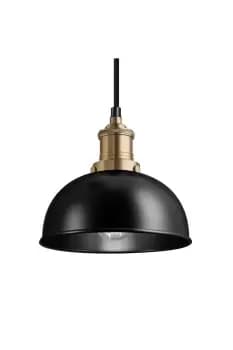 Brooklyn Dome Pendant, 8 Inch, Black, Brass Holder