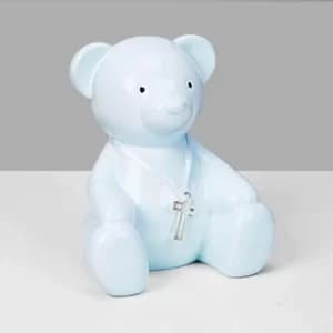 Bambino Blue Metal Teddy Bear Money Box