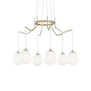 Karousel 6 Light Cluster Ceiling Pendant Brass Sat