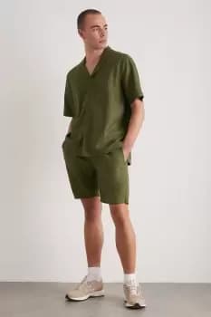 Mens Khaki Linen Shorts