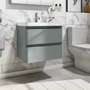 600mm Light Grey Wall Hung Vanity Unit with Basin - Pendle