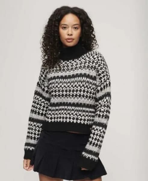 Short Turtleneck Jumper in Graphic Print
