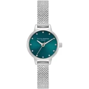 Ladies Olivia Burton Classic Mini Dial Teal & Silver Mesh Watch