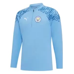 2023-2024 Man City Training Half Zip Top (Light Blue) - Kids