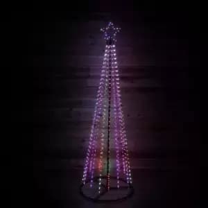 Premier Decorations Ltd - 8ft (2.5m) Premier Christmas Outdoor Black Pin Wire LED Pyramid Maypole Tree in Rainbow