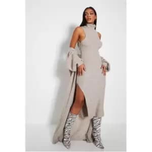 I Saw It First Roll Neck Knit Midi Dress - Brown