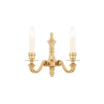 Interiors 1900 Lighting - Interiors Fenbridge - 2 Light Candle Candle Wall Light Solid Brass, Gloss Cream Paint, E14