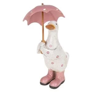 Polka Dot Brolly Duck Small Pink Ornament