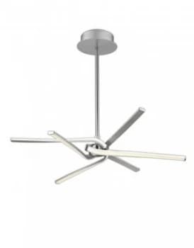 Semi Flush Ceiling 45W LED Curved Arms 3000K, 3150lm, Silver, Frosted Acrylic, Polished Chrome