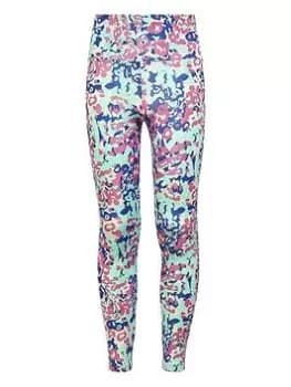 adidas Girls Junior Train Essentials Train Essentials Print Legging, Pink Multi, Size 11-12 Years