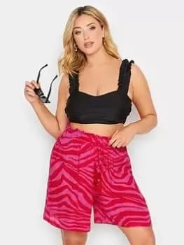 Yours Colour Clash Tassel Detail Beach Short - Pink, Size 14-16, Women