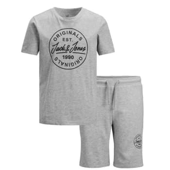 Jack and Jones Shark T Shirt and Shorts Set - Grey