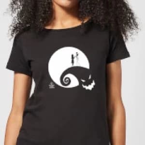 Nightmare Before Christmas Jack and Sally Moon Womens T-Shirt - Black