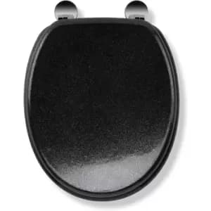 Flexi-Fix Quartz Top & Bottom Fix Toilet Seat, Black - Croydex