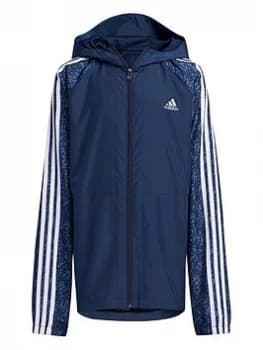 Boys, adidas Junior Unisex Woven Track Jacket - Navy/Grey, Navy/Grey, Size 13-14 Years